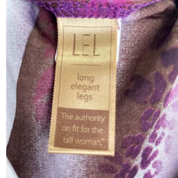 Long Elegant Legs LEL‎ Purple Brown Stripe Print Wrap Midi Dress Tall Large - Picture 3 of 6